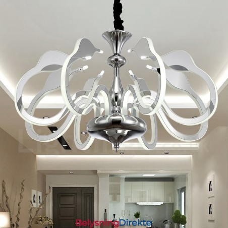 Dimbar Moderne Samtidskrone I Stål Med 8 Lys Og Akrylskjerm