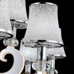 Dimbar Moderne Samtidskrone I Stål Med 8 Lys Og Glassskjerm