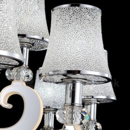 Dimbar Moderne Samtidskrone I Stål Med 6 Lys Og Glassskjerm