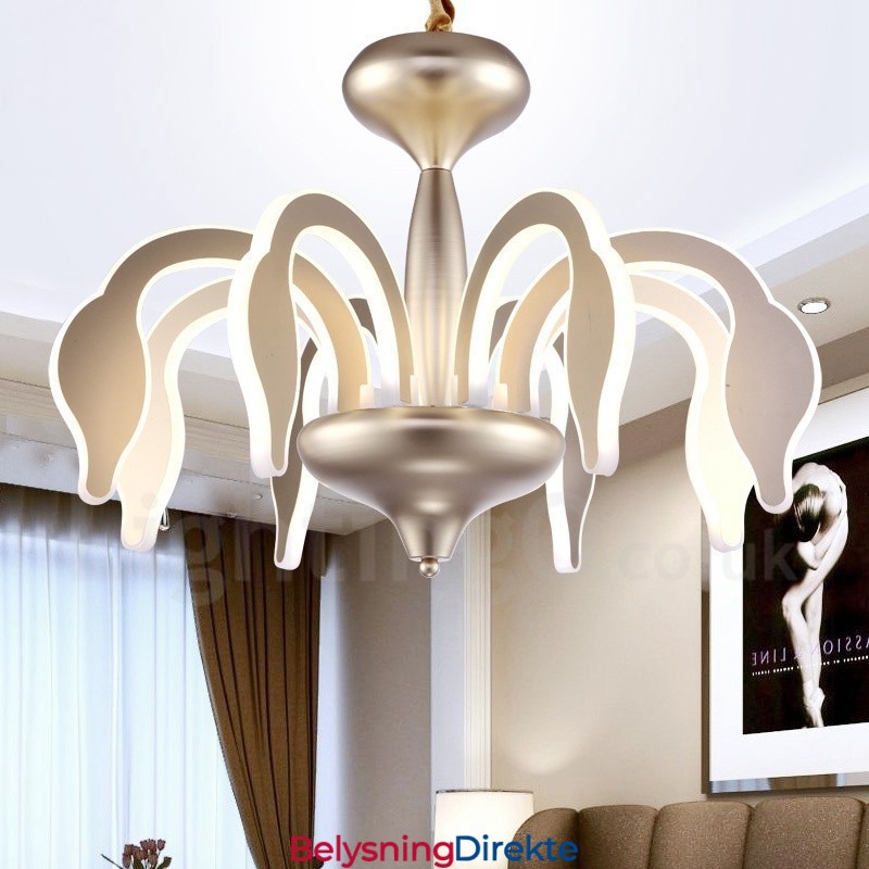 Dimbar Moderne Samtidskrone I Stål Med 8 Lys Og Akrylskjerm