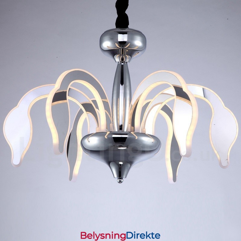 Dimbar Moderne Samtidskrone I Stål Med 6 Lys Og Akrylskjerm