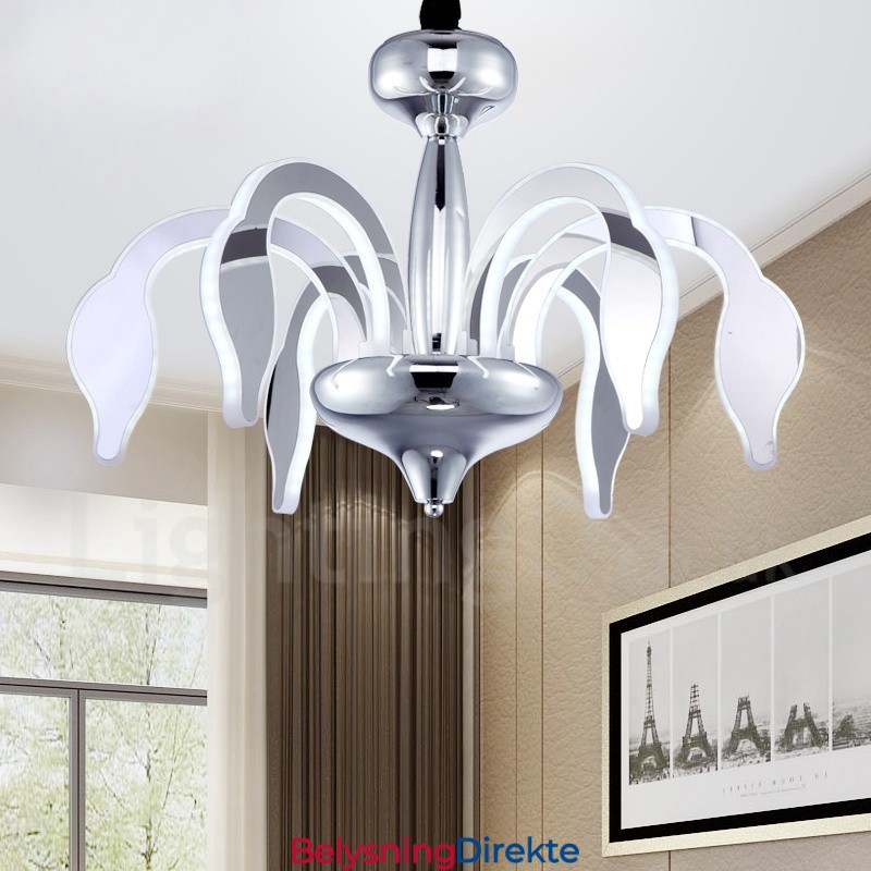 Dimbar Moderne Samtidskrone I Stål Med 6 Lys Og Akrylskjerm