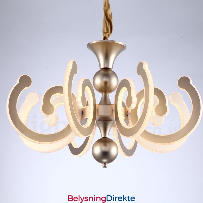 Dimbar Moderne Samtidskrone I Stål Med 6 Lys Og Akrylskjerm