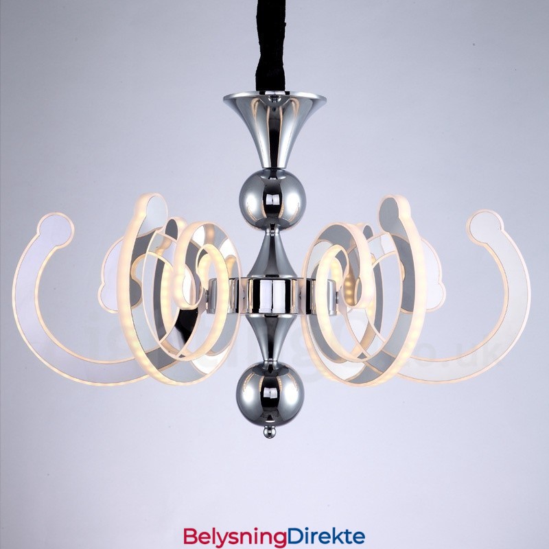 Dimbar Moderne Samtidskrone I Stål Med 6 Lys Og Akrylskjerm
