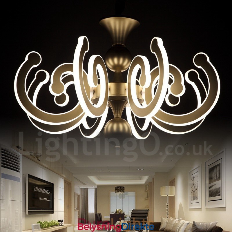 Dimbar Moderne Samtidskrone I Stål Med 8 Lys Og Akrylskjerm