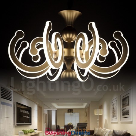 Dimbar Moderne Samtidskrone I Stål Med 8 Lys Og Akrylskjerm