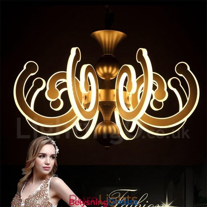 Dimbar Moderne Samtidskrone I Stål Med 8 Lys Og Akrylskjerm