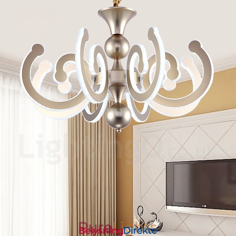 Dimbar Moderne Samtidskrone I Stål Med 8 Lys Og Akrylskjerm