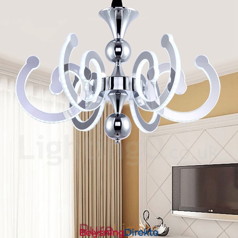 Dimbar Moderne Samtidskrone I Stål Med 8 Lys Og Akrylskjerm