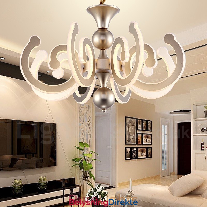 Dimbar Moderne Samtidskrone I Stål Med 8 Lys Og Akrylskjerm