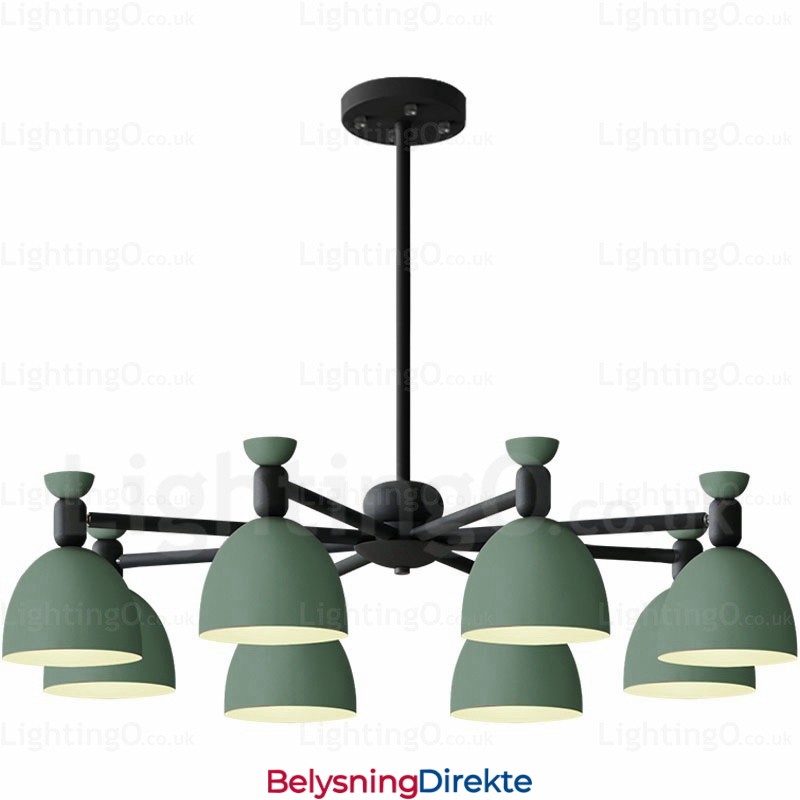 Nordisk Lysekrone Med 8 Lys Og Skjerm I Aluminiumslegering