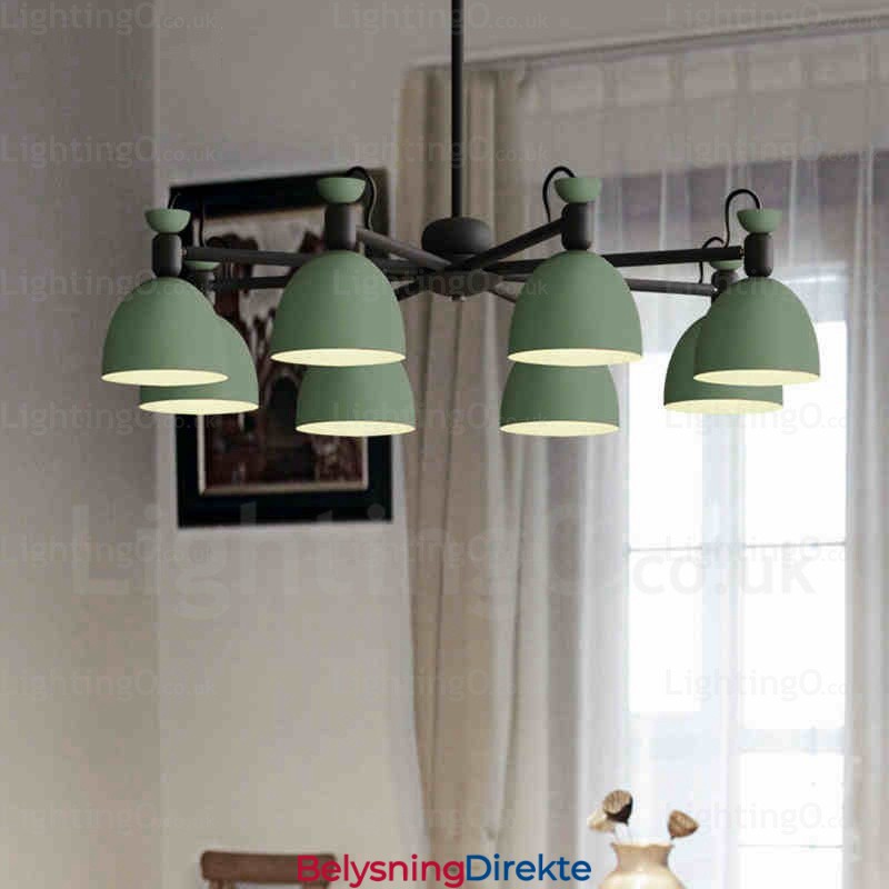 Nordisk Lysekrone Med 8 Lys Og Skjerm I Aluminiumslegering