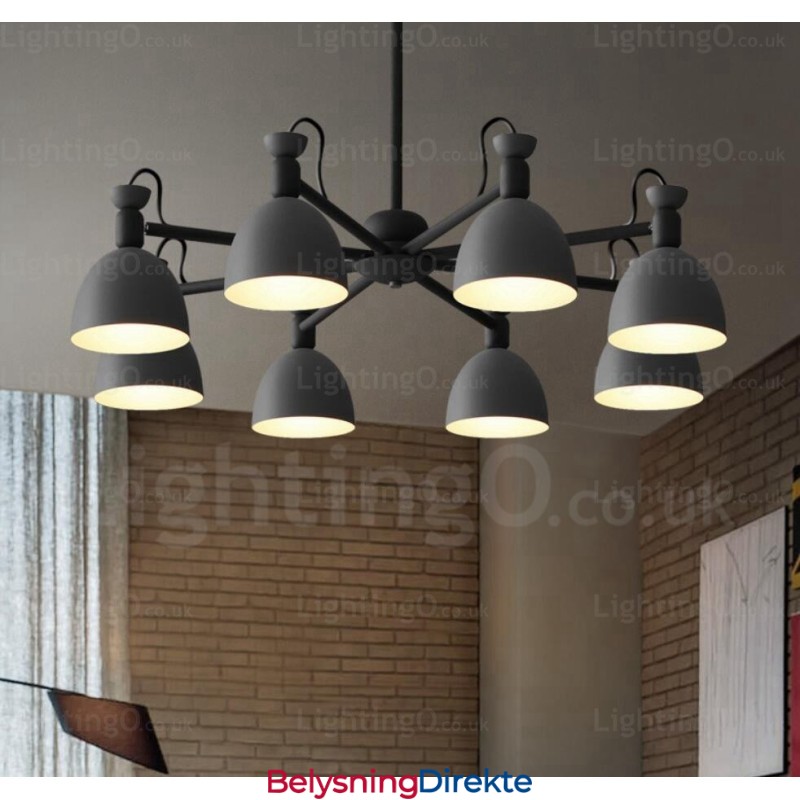 Nordisk Lysekrone Med 8 Lys Og Skjerm I Aluminiumslegering