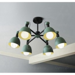 Nordisk Lysekrone Med 6 Lys Og Skjerm I Aluminiumslegering