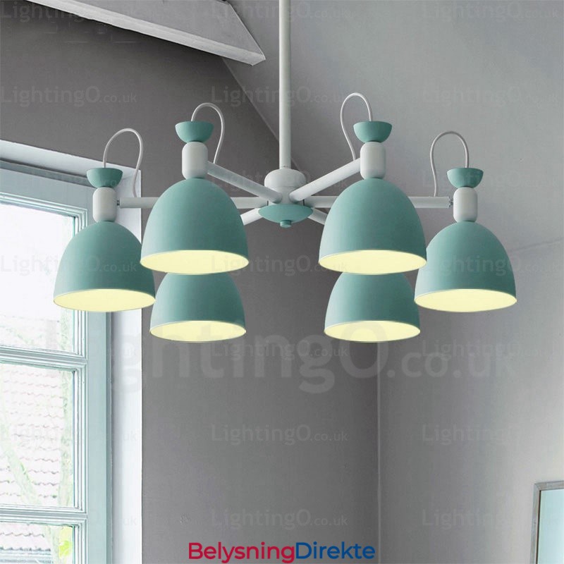 Nordisk Lysekrone Med 6 Lys Og Skjerm I Aluminiumslegering