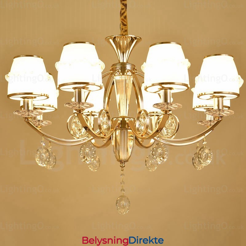 Nordisk Lysekrone Med 6 Lys Og Glassskjerm