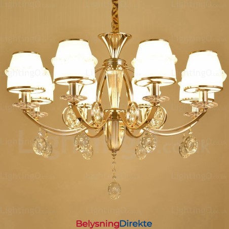 Nordisk Lysekrone Med 6 Lys Og Glassskjerm