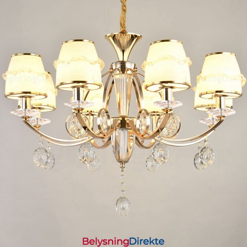 Nordisk Lysekrone Med 6 Lys Og Glassskjerm
