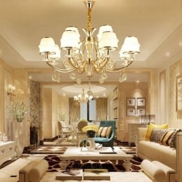 Nordisk Lysekrone Med 6 Lys Og Glassskjerm