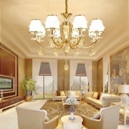 Nordisk Lysekrone Med 6 Lys Og Glassskjerm