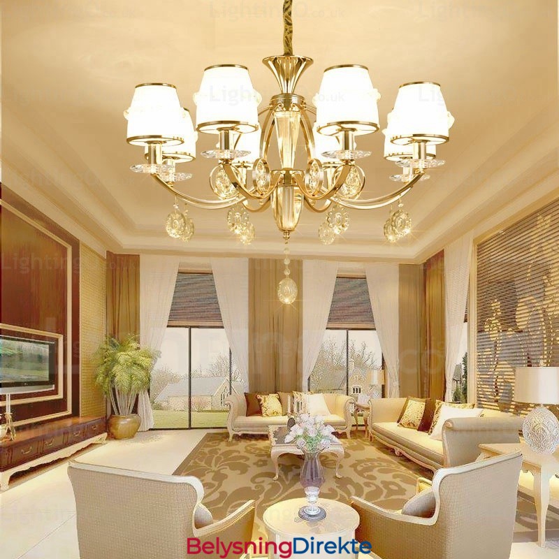 Nordisk Lysekrone Med 6 Lys Og Glassskjerm