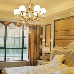 Nordisk Lysekrone Med 6 Lys Og Glassskjerm