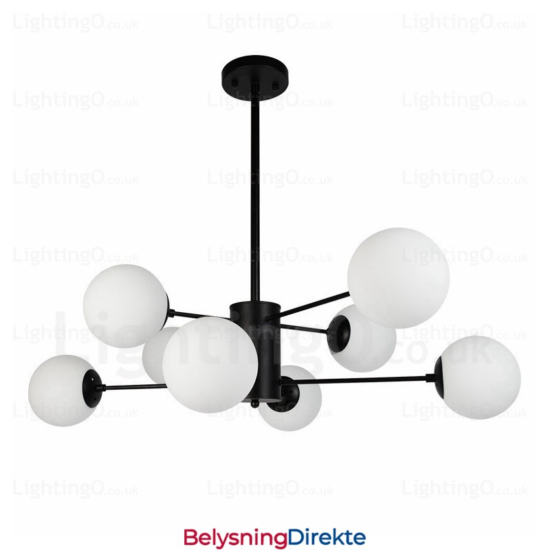 Moderne Lysekrone Med 8 Lys Og Glassskjerm