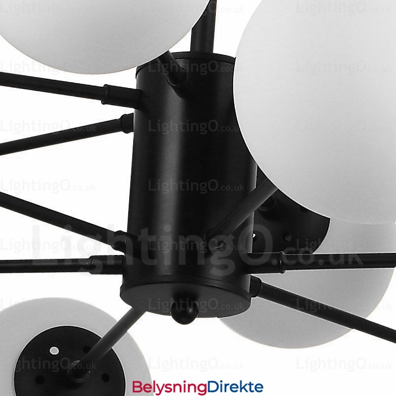 Moderne Lysekrone Med 8 Lys Og Glassskjerm