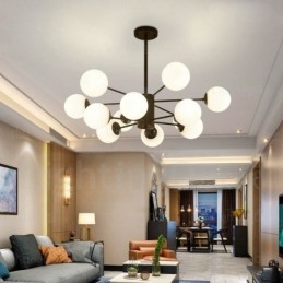 Nordisk Lysekrone Med 12 Lys Og Glassskjerm