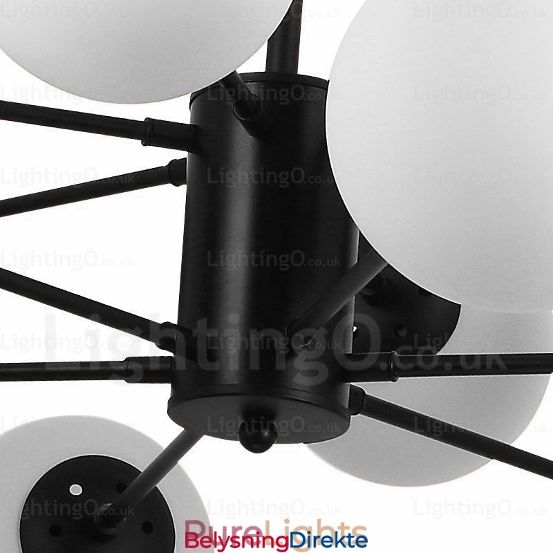 Nordisk Lysekrone Med 16 Lys Og Glassskjerm