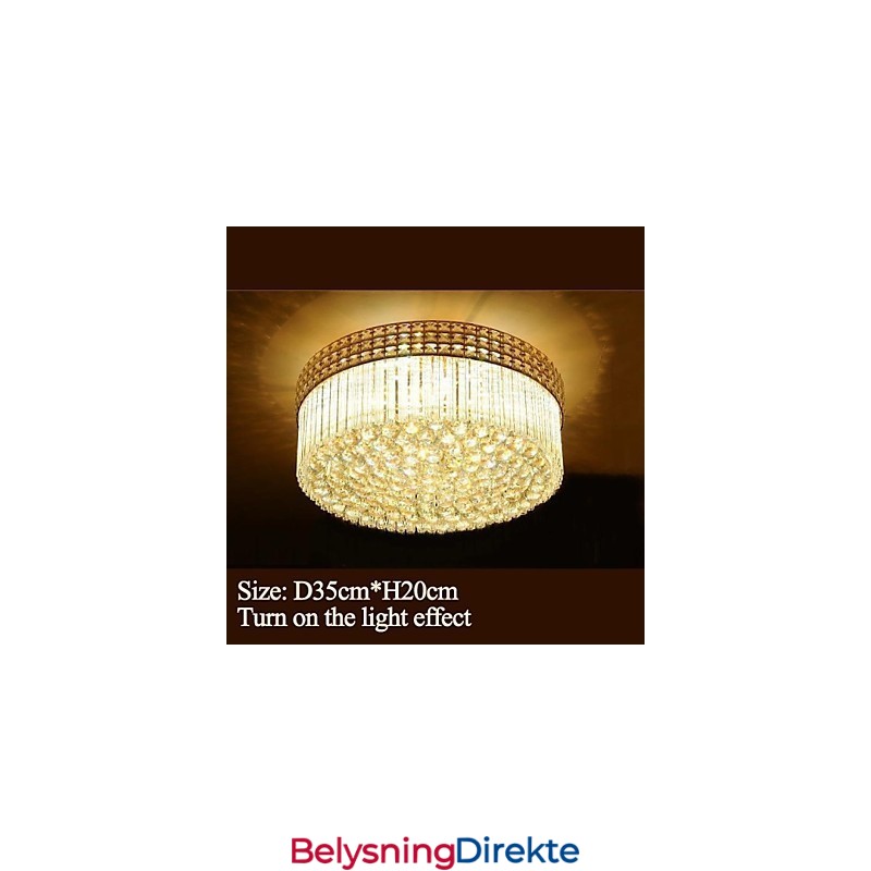 Moderne Luksuslysekrone Krystall Absorberende Kuppellampe Diameter 35 Cm Inneholder 3 Pærer