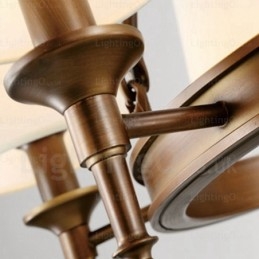 8 Lys Nordisk Landlig Rustikk Pendellampe Med Stoffskjerm