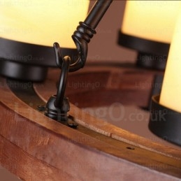 Landlig Rustik Pendellampe Med 6 Lys Og Glassskjerm