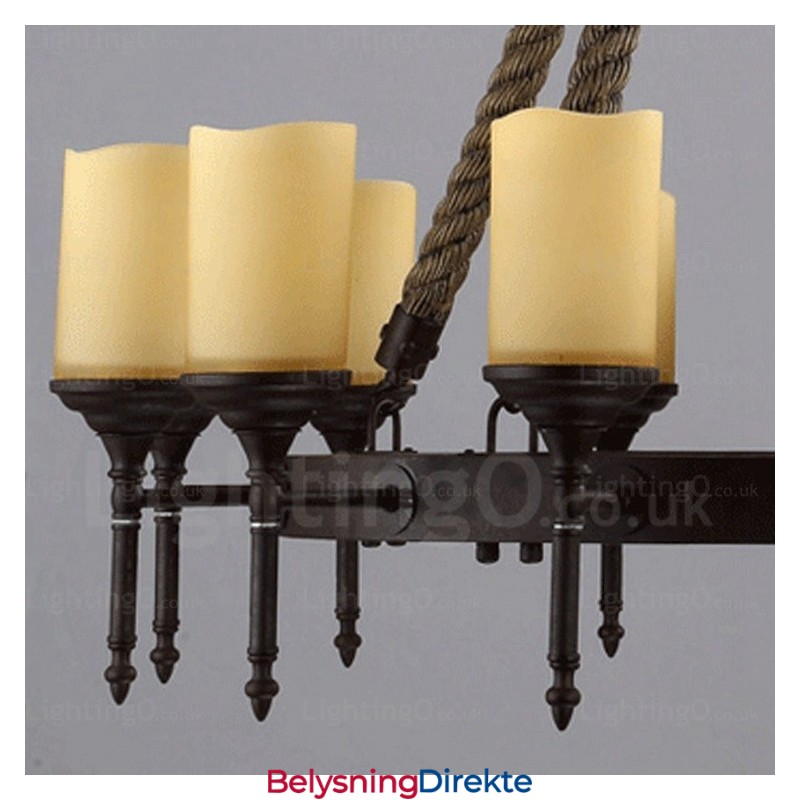 12-Lyss Landlig Rustikk Vintage Retro Pendellampe Med Glassskjerm