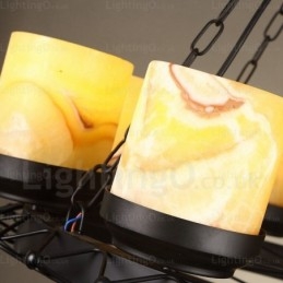 8 Lys Landlig Rustikk Vintage Retro Pendellampe Med Glassskjerm