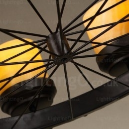 8 Lys Landlig Rustikk Vintage Retro Pendellampe Med Glassskjerm