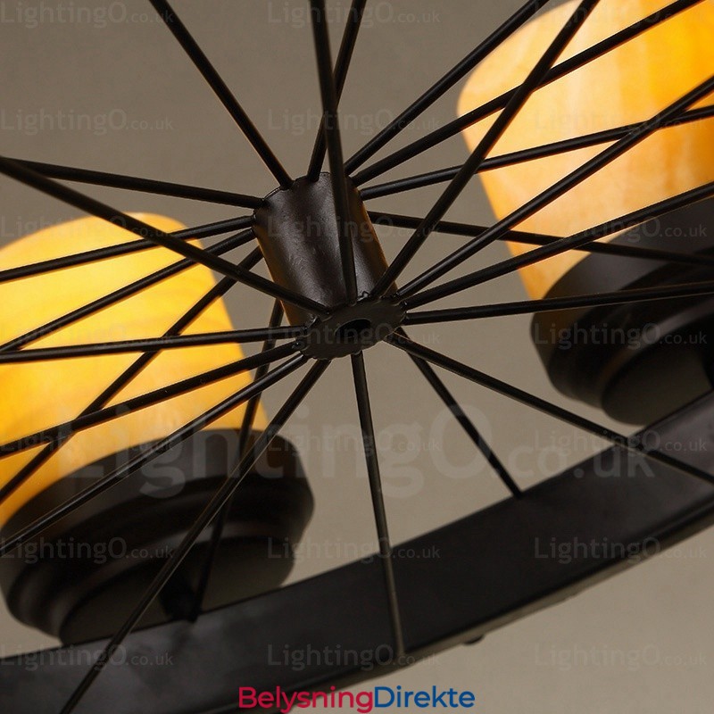 8 Lys Landlig Rustikk Vintage Retro Pendellampe Med Glassskjerm