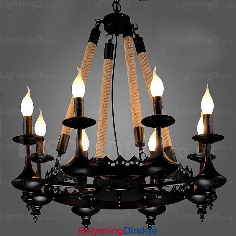 8 Lys Landlig Rustik Pendellampe