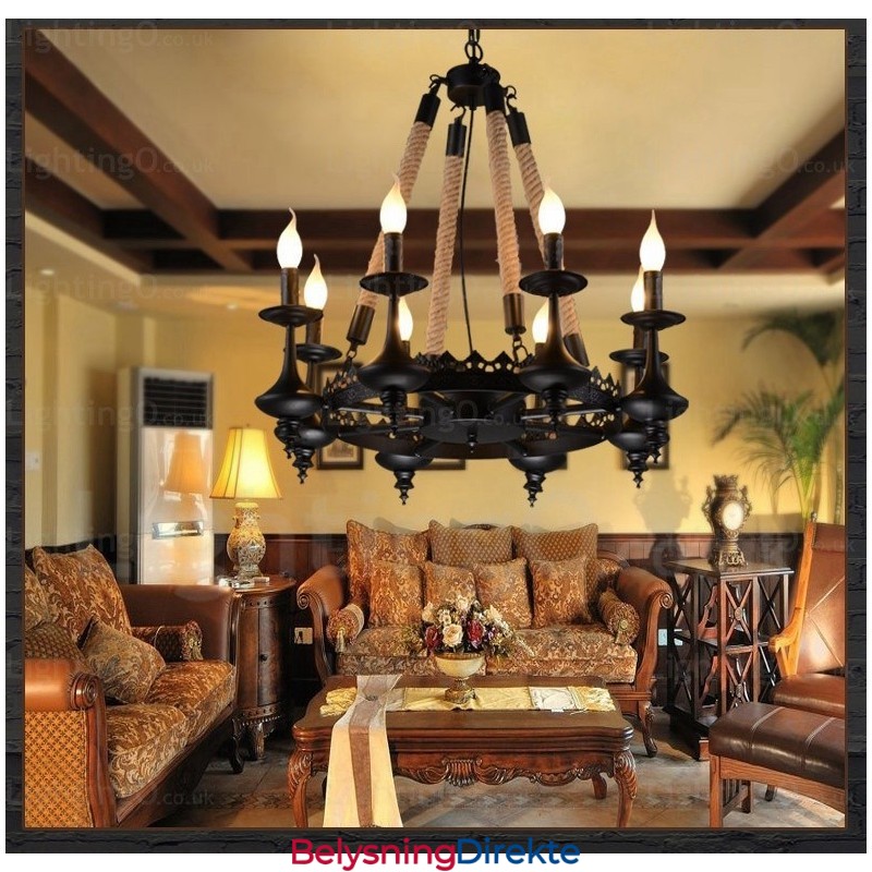 8 Lys Landlig Rustik Pendellampe