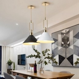 Nordisk Moderne Pendellampe Med 1 Lys Og Skjerm I Rustfritt Stål