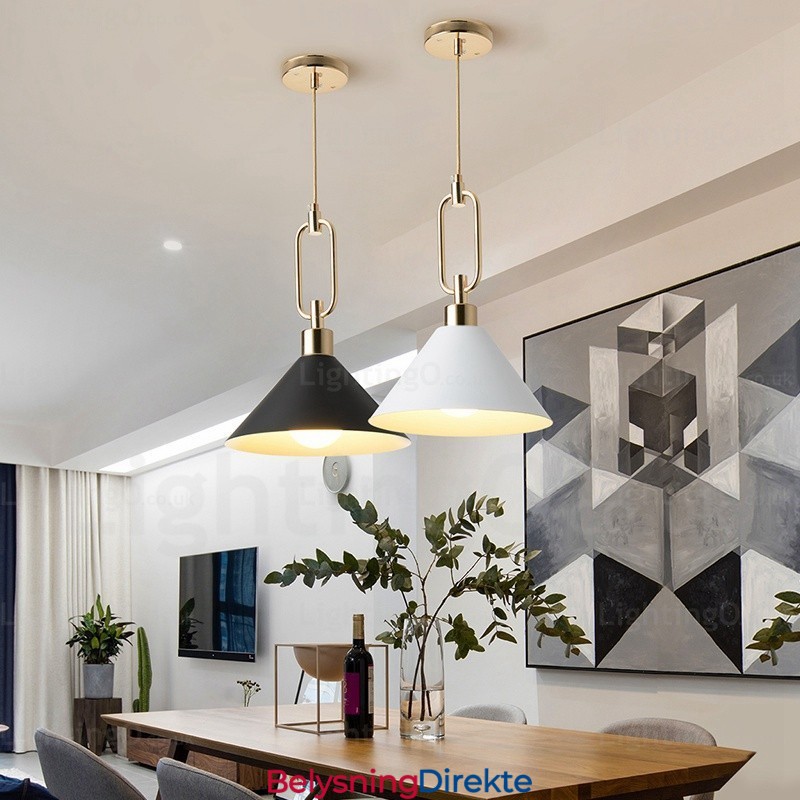 Nordisk Moderne Pendellampe Med 1 Lys Og Skjerm I Rustfritt Stål