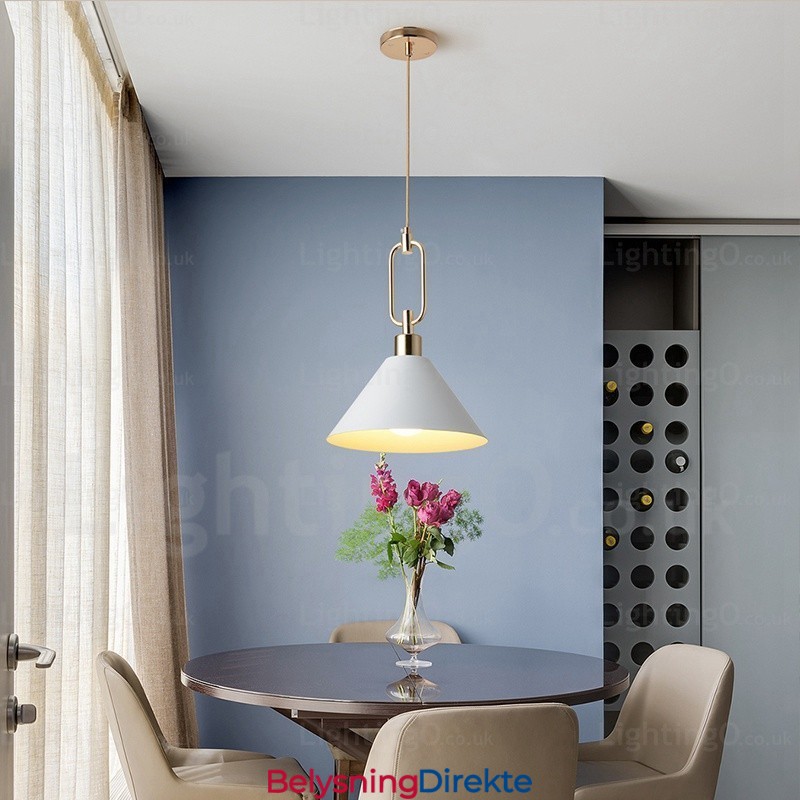 Nordisk Moderne Pendellampe Med 1 Lys Og Skjerm I Rustfritt Stål