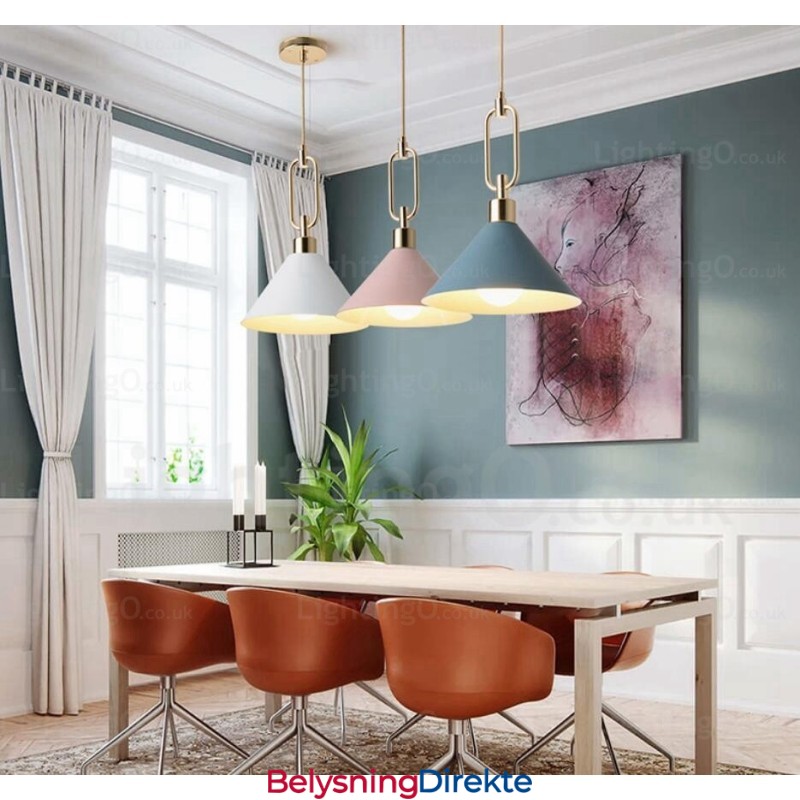 Nordisk Moderne Pendellampe Med 1 Lys Og Skjerm I Rustfritt Stål