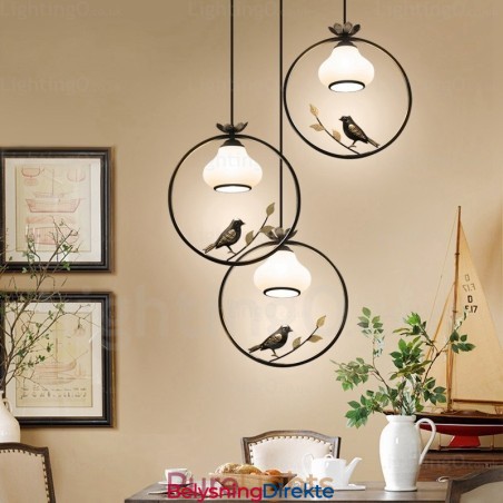 Landlig Rustik Pendellampe Med 1 Lys Og Glassskjerm