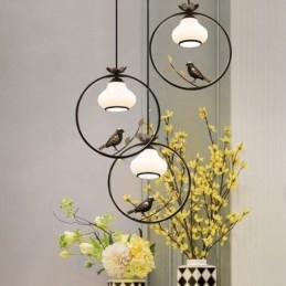 Landlig Rustik Pendellampe Med 1 Lys Og Glassskjerm