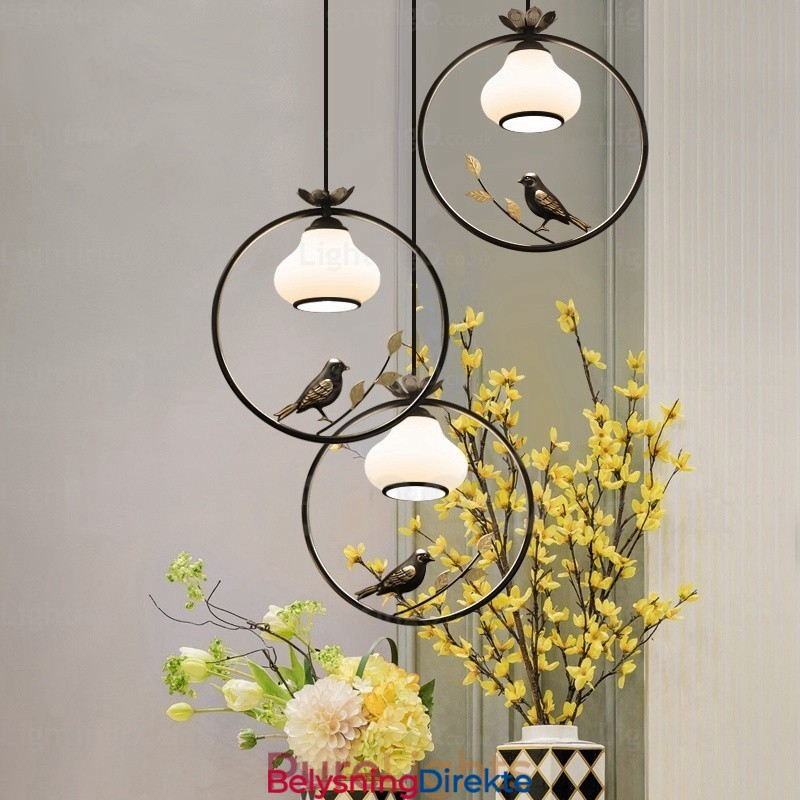 Landlig Rustik Pendellampe Med 1 Lys Og Glassskjerm