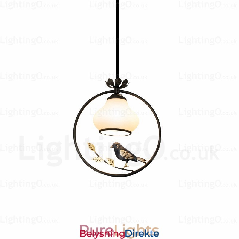 Landlig Rustik Pendellampe Med 1 Lys Og Glassskjerm