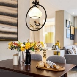 Landlig Rustik Pendellampe Med 1 Lys Og Glassskjerm