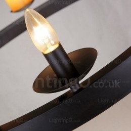 8-Lys Vintage Retro Pendellampe Med Marmorskjerm