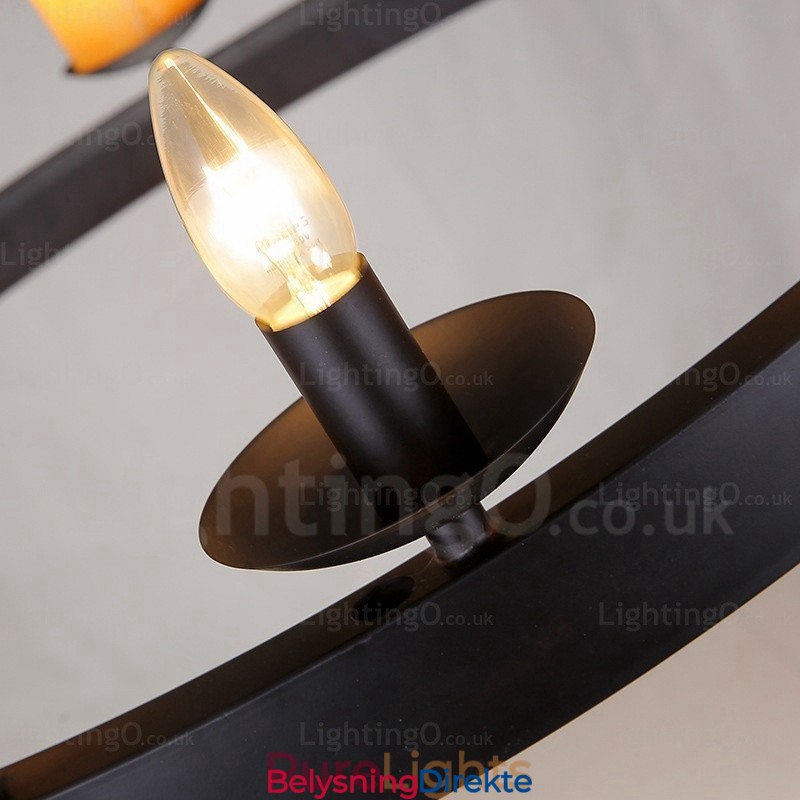 8-Lys Vintage Retro Pendellampe Med Marmorskjerm